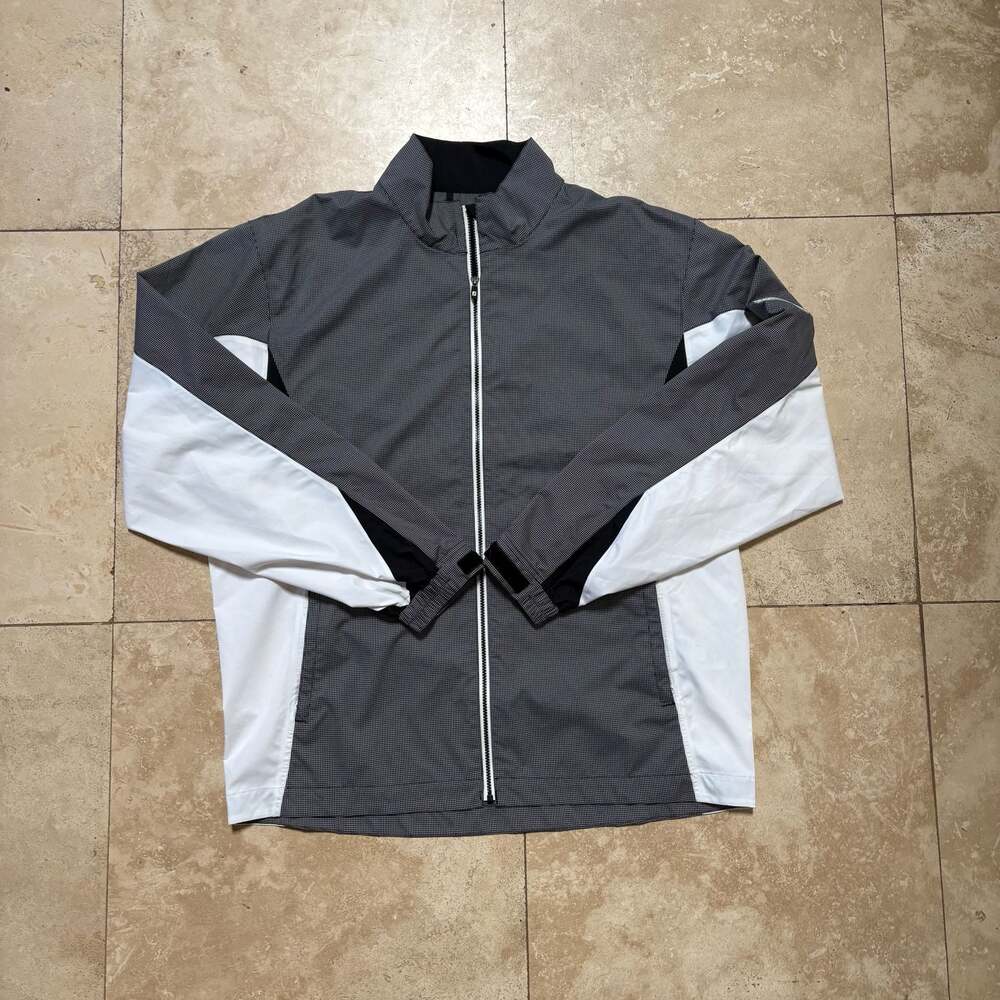 FootJoy HydroLite Rain Jacket Black/White Checkered Golf Jacket Large